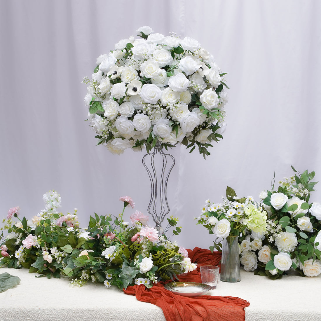 Lucia Flower Ball:2023 New Flower Centerpiece Bouquet Table Decoration Flower Ball R992 Rose Morning