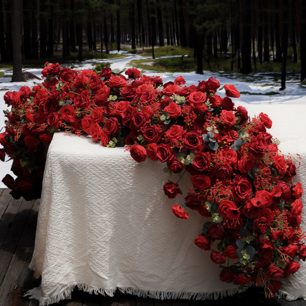 Red Lucia Flower Runner：2023 New Long strip flower row trailing long table arrangement table flower R211