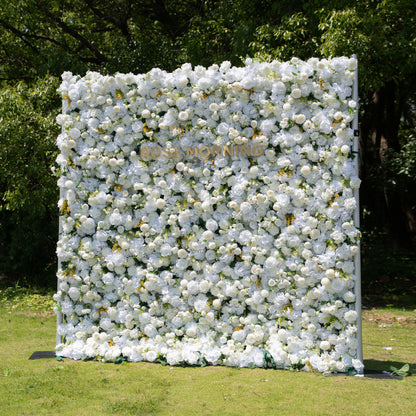 Labu ：3D Fabric Artificial rolling up curtain flower wall