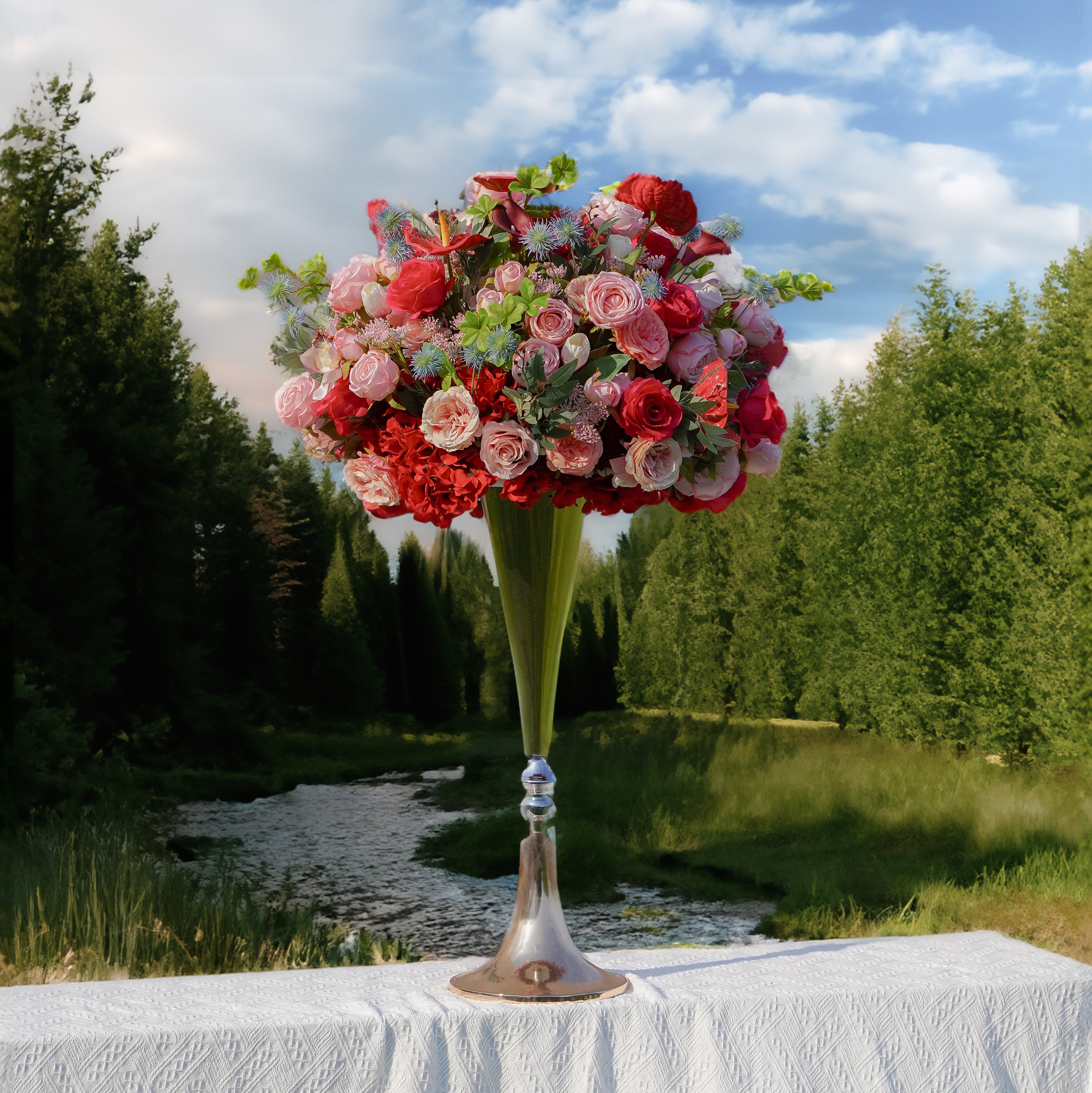 Rosewood Flower Ball:Flower Centerpiece Bouquet Table Decoration Flower Ball -R247 Rose Morning