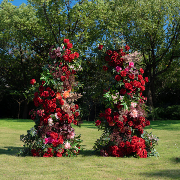 Beauty - Red Floral Arch with Frame for Wedding Party Event Backdrop Decoration