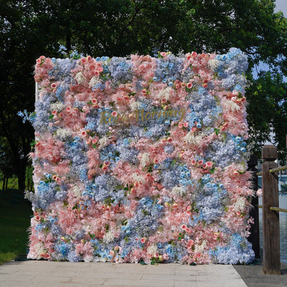 Alyssa: 5D Fabric Artificial Rolling Up Curtain Flower Wall R782 - 8ft*8ft Rose Morning