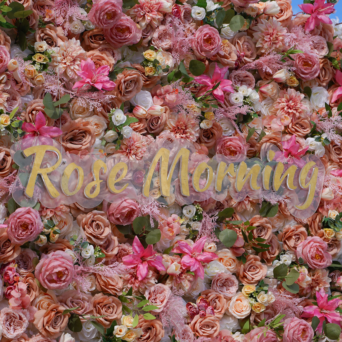 Doris: 3D Fabric Artificial Flower Wall Rolling Up Curtain Flower Wall R796 - 8ft*8ft Rose Morning