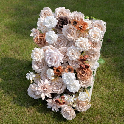 Latte：4D Fabric Artificial zip up curtain flower wall 8ft*8ft