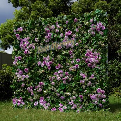 Juliette:  5D Fabric Artificial Flower Wall Rolling Up Curtain Flower Wall 8ft*8ft -R783 Rose Morning