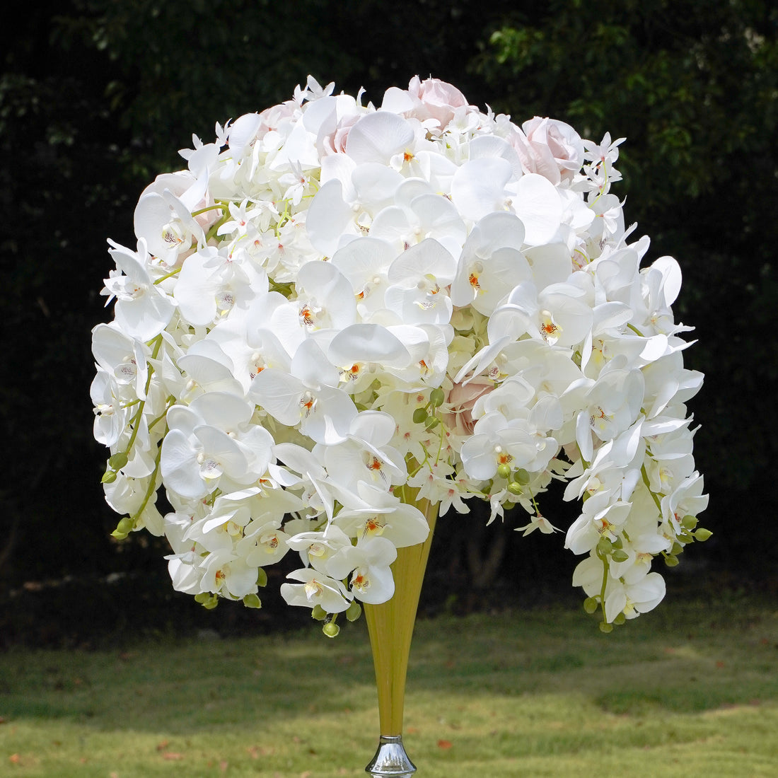 White Phalaenopsis Flower Ball:Flower Centerpiece Bouquet Table Decoration Flower Ball -R181 Rose Morning