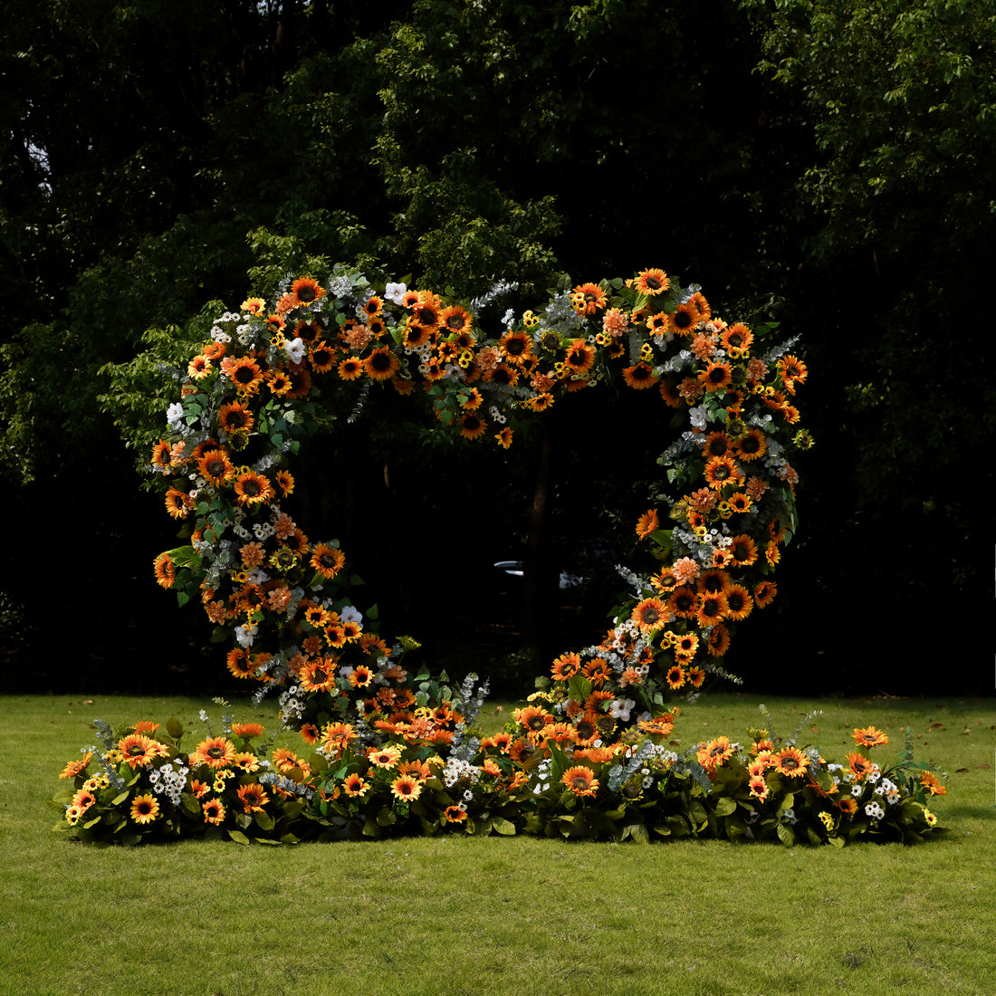 Sunflower Arch:2023 New Wedding Party Background Floral Arch Decoration Including Frame Rose Morning