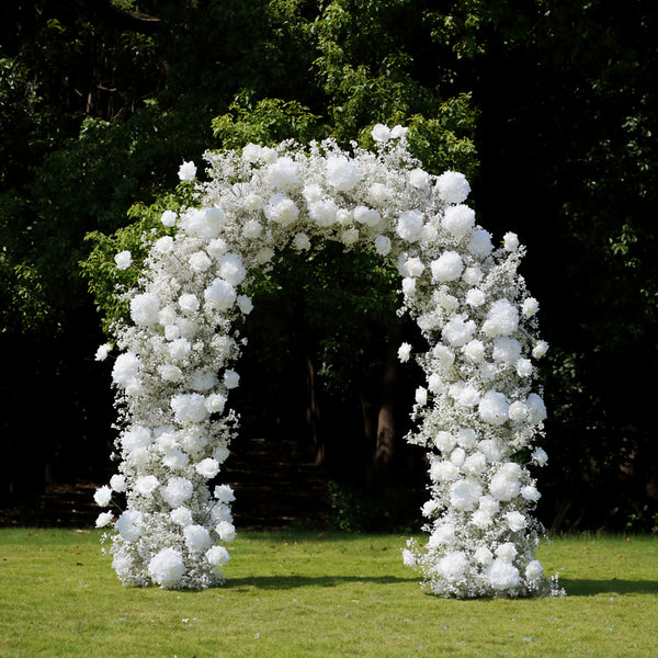 Colee : 2026 New White Babybreath and Roses Flower arch for Wedding Party Background Decoration Including Frame