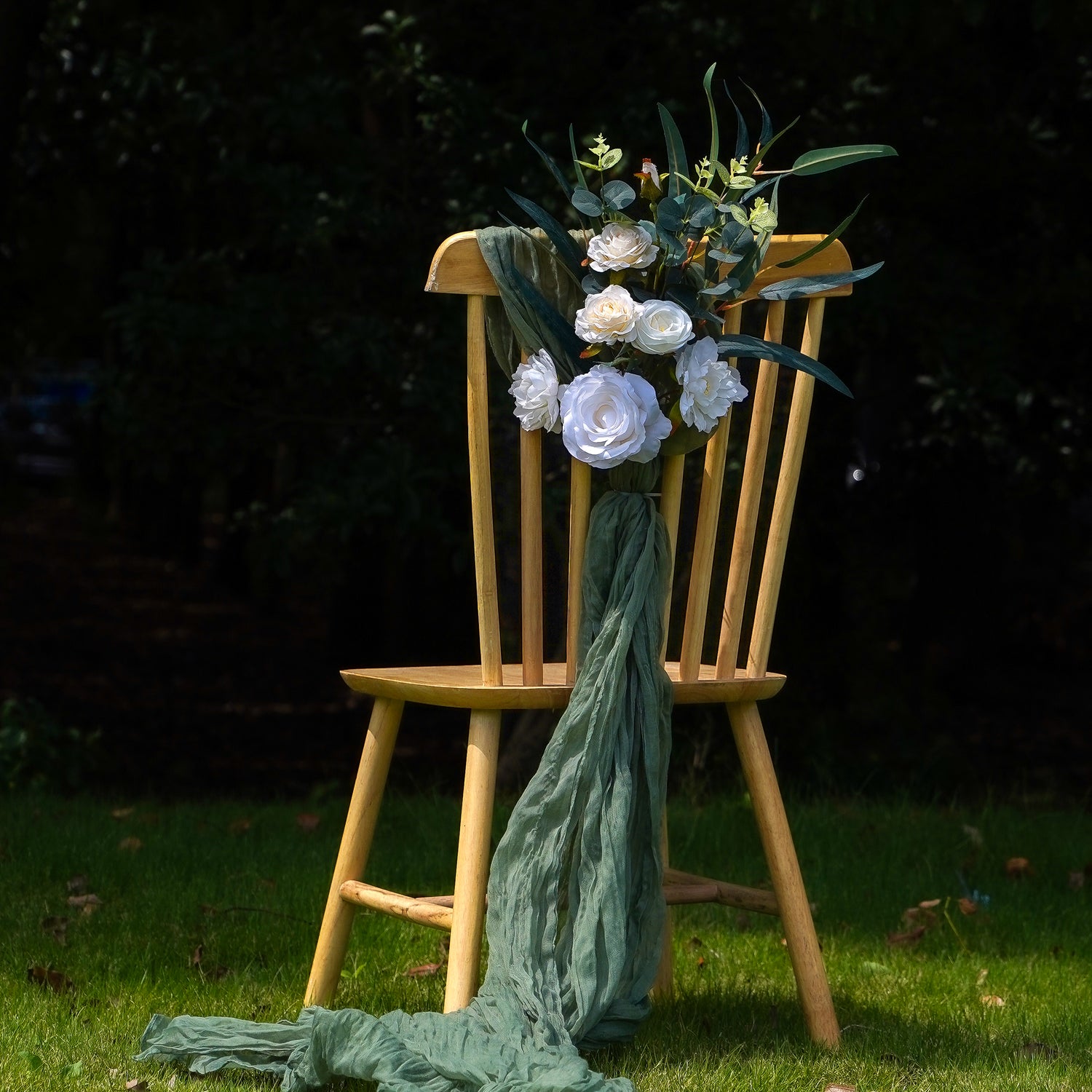 M023:Outdoor Wedding Decorative Chair Back Flowers Rose Morning