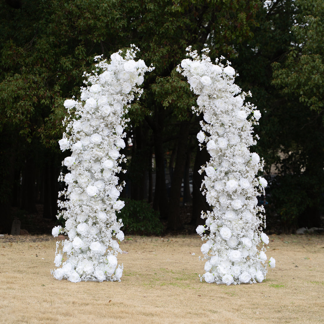 White Stars: White Luxury Horn Shaped Flower Arch with Frame for Wedding Party Event Backdrop Decoration(In Us Stock 5-7 Days Deliveried)