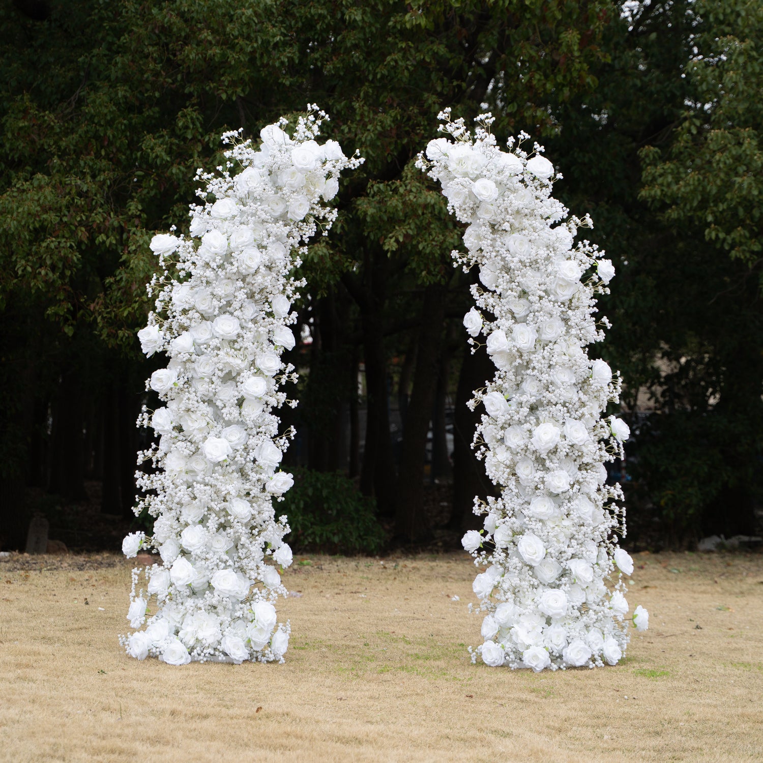 White Stars: White Luxury Horn Shaped Flower Arch with Frame for Wedding Party Event Backdrop Decoration(In Us Stock 5-7 Days Deliveried)