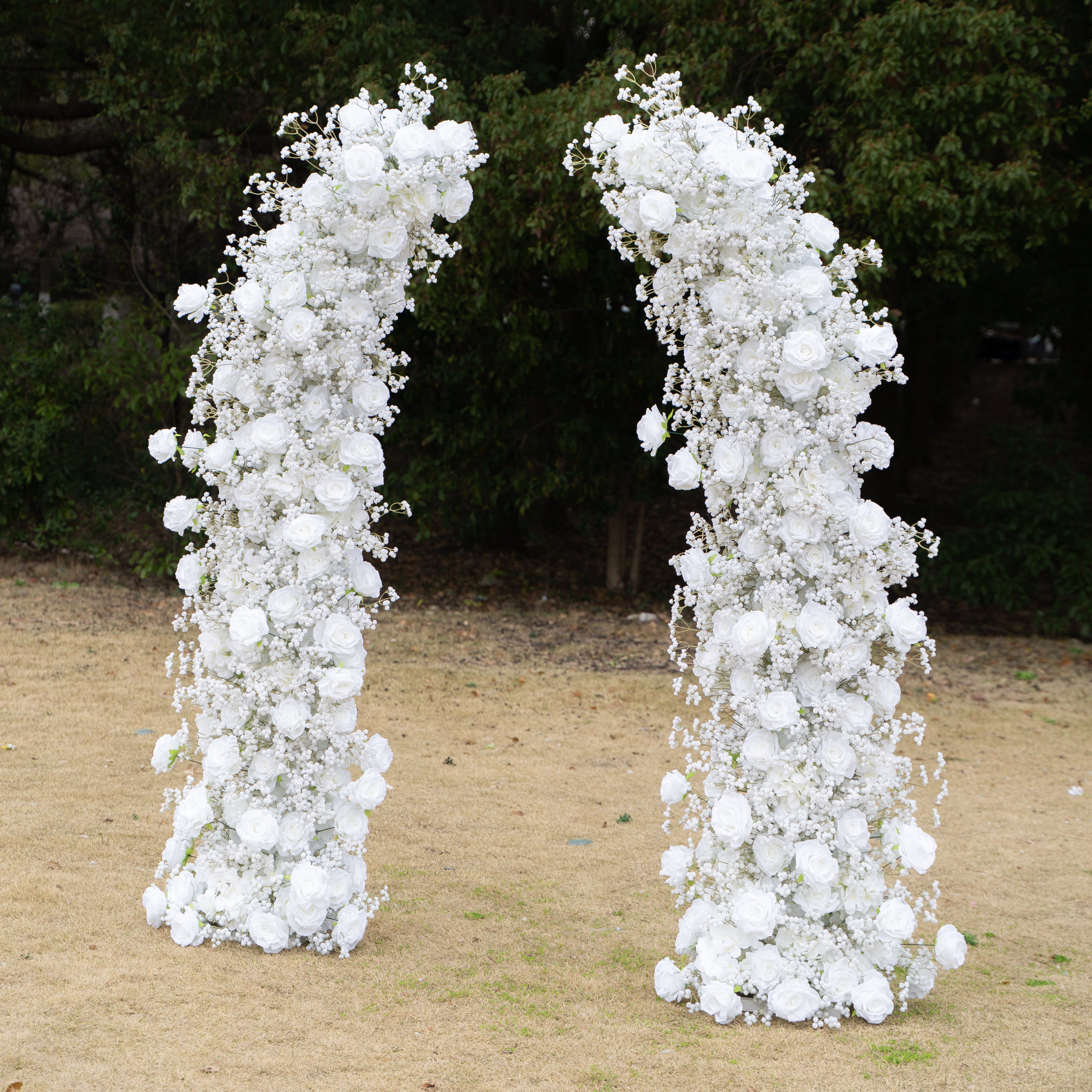 White Stars: White Luxury Horn Shaped Flower Arch with Frame for Wedding Party Event Backdrop Decoration(In Us Stock 5-7 Days Deliveried)