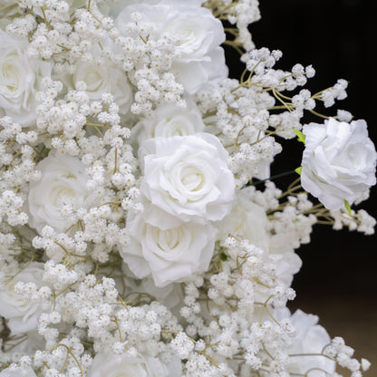 White Stars: White Luxury Horn Shaped Flower Arch with Frame for Wedding Party Event Backdrop Decoration(In Us Stock 5-7 Days Deliveried)