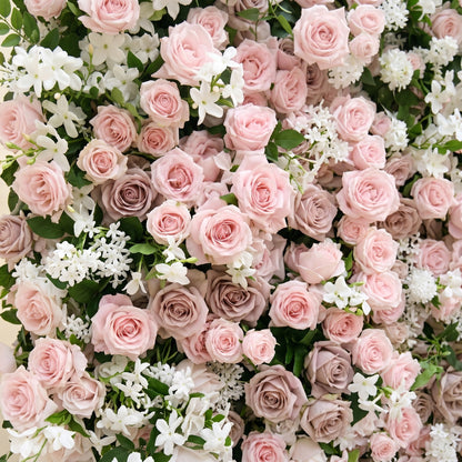 Daellena:Luxury 5D Roll-up Dusty Pink&amp;White Flower Wall for Wedding&amp;Events Decor daellena detail 1