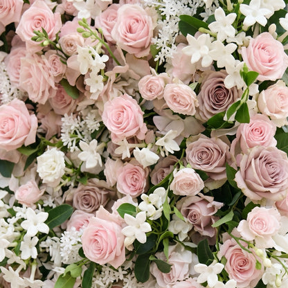 Daellena:Luxury 5D Roll-up Dusty Pink&amp;White Flower Wall for Wedding&amp;Events Decor daellena detail 3