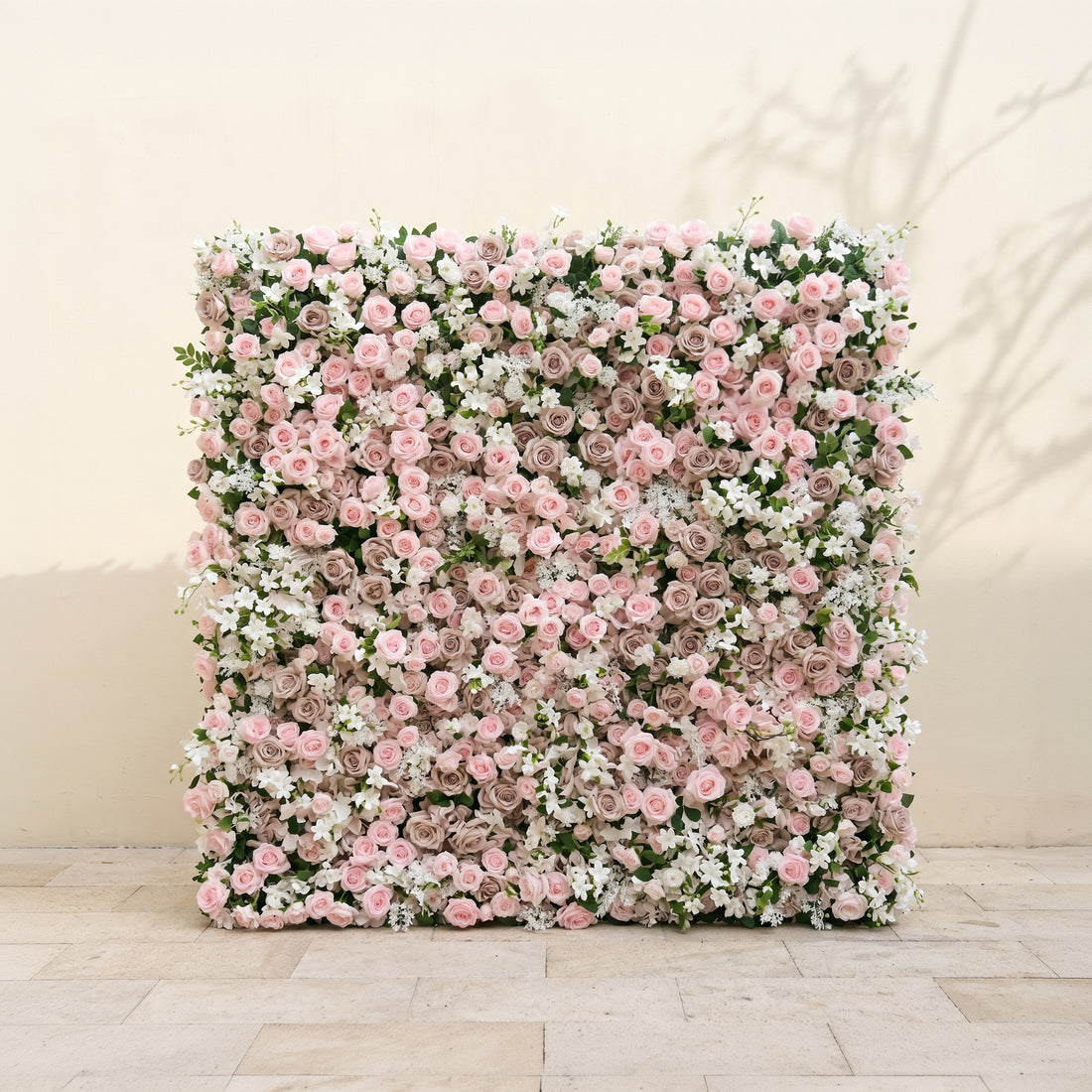 Daellena:Luxury 5D Roll-up Dusty Pink&amp;White Flower Wall for Wedding&amp;Events Decor daellena front