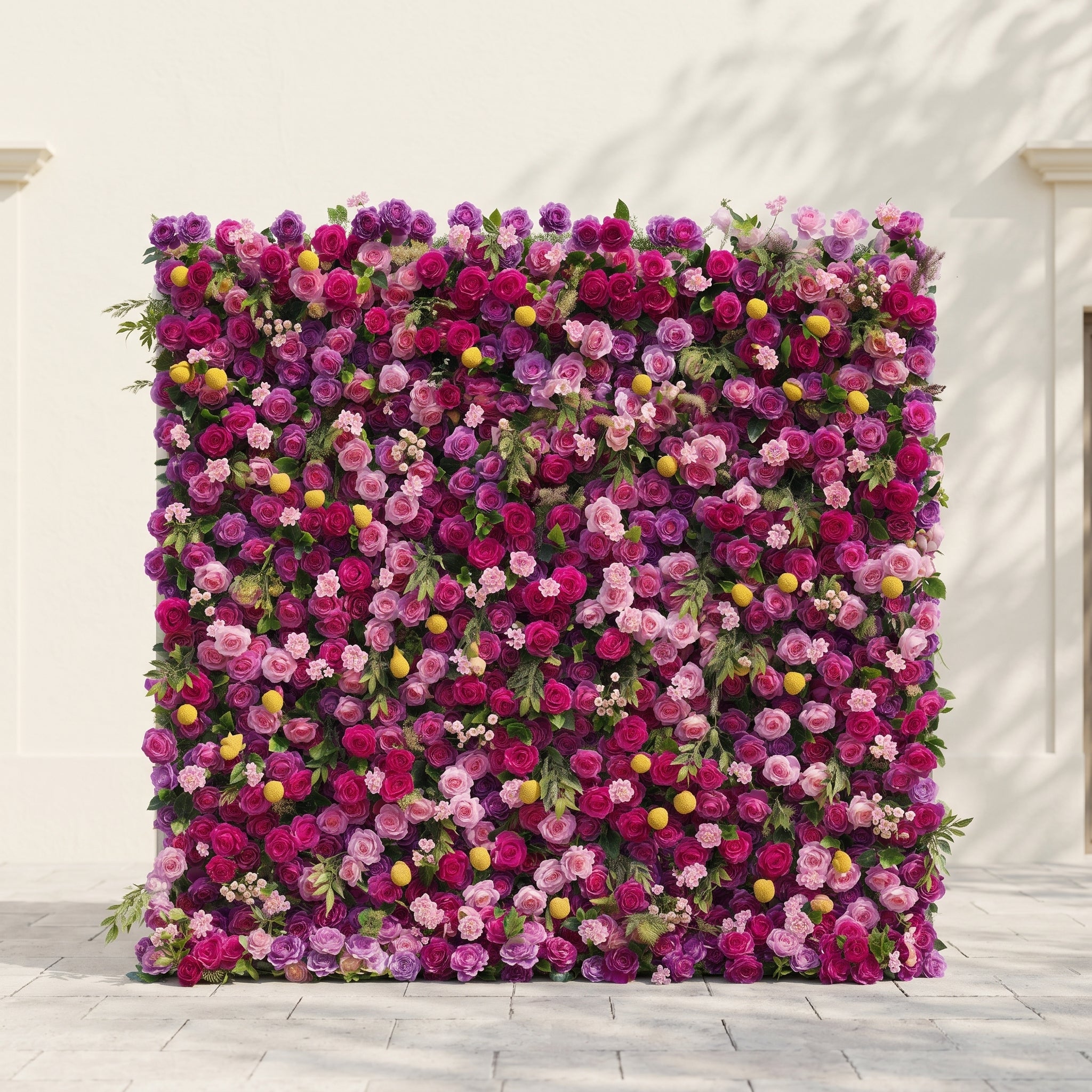 Daelsora: Luxury 5D Berry Purple &amp; Fuchsia Pink Silk Floral Wall Backdrop for Modern Weddings &amp; Galas