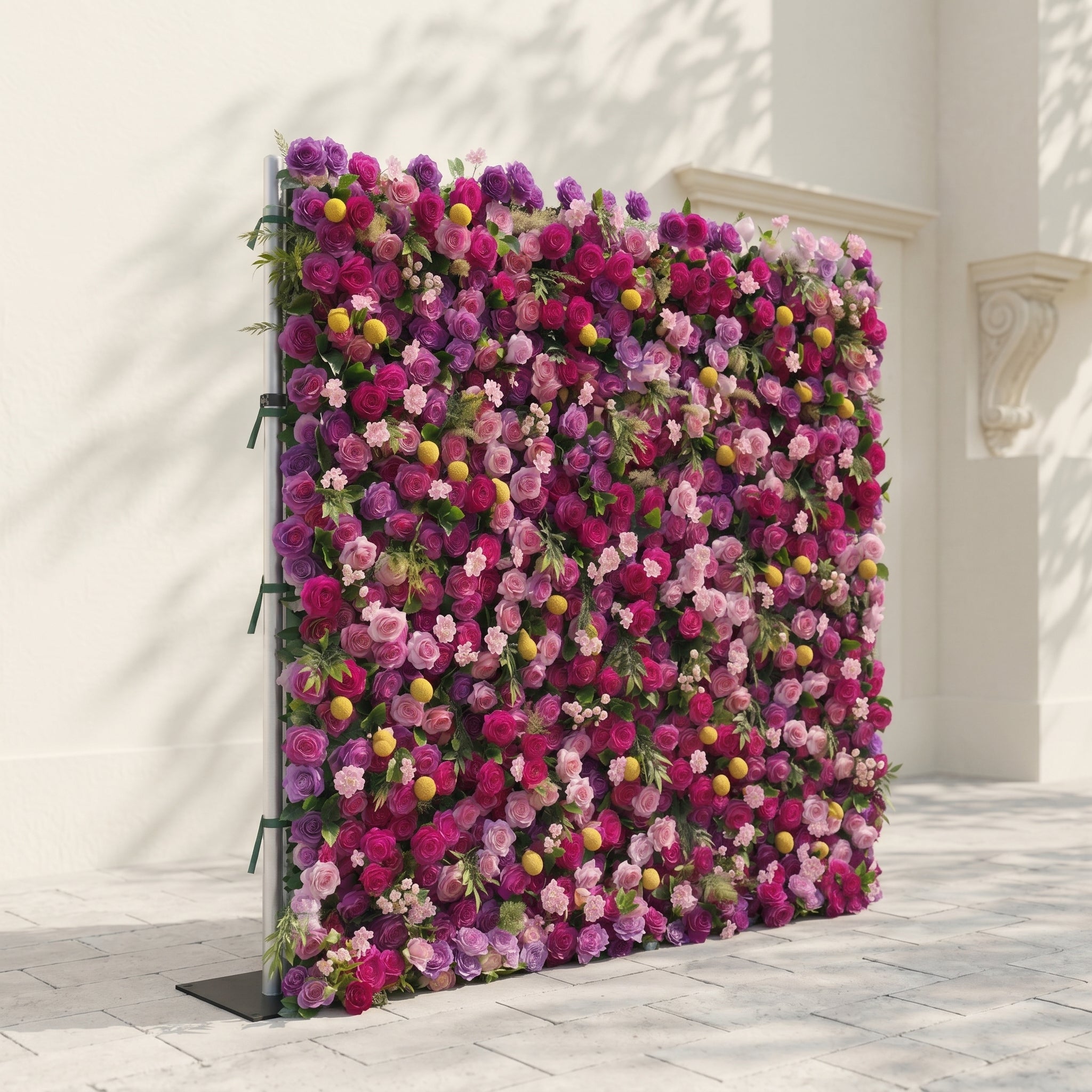 Daelsora: Luxury 5D Berry Purple &amp; Fuchsia Pink Silk Floral Wall Backdrop for Modern Weddings &amp; Galas