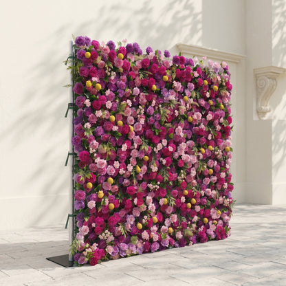 Daelsora: Luxury 5D Berry Purple &amp; Fuchsia Pink Silk Floral Wall Backdrop for Modern Weddings &amp; Galas
