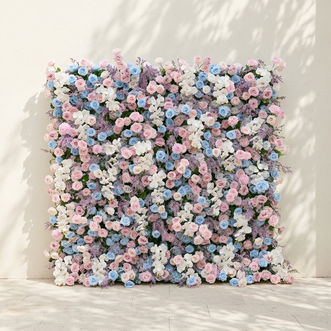 Davilyne: Vibrant 5D Pastel Pink &amp; Blue Floral Wall Roll-Up Backdrop for Whimsical Bridal Showers &amp; Celebrations