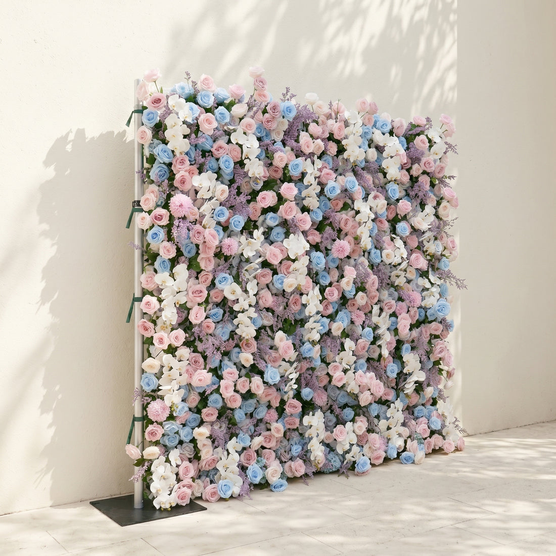 Davilyne: Vibrant 5D Pastel Pink &amp; Blue Floral Wall Roll-Up Backdrop for Whimsical Bridal Showers &amp; Celebrations