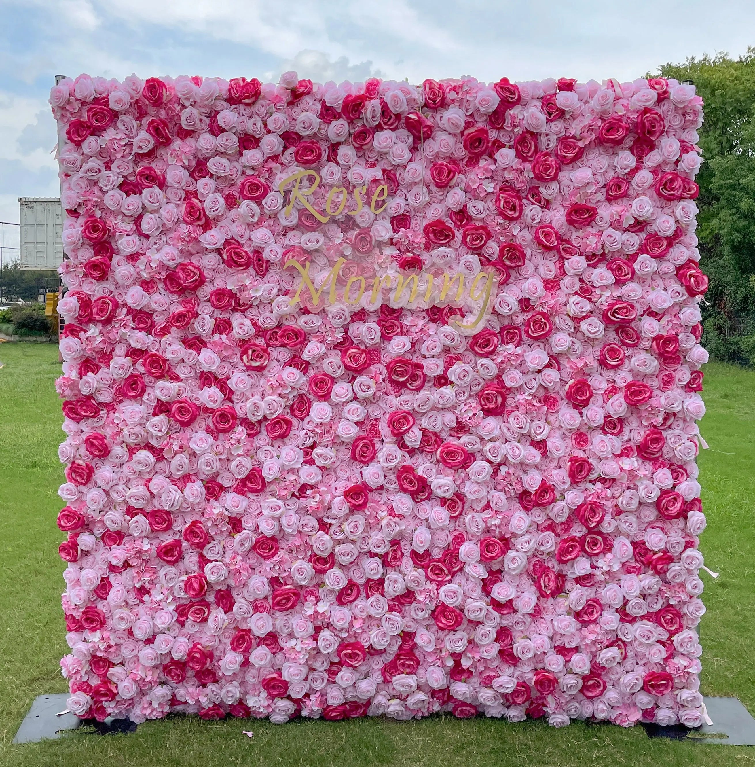 Dress：5D Fabric Artificial rolling up curtain flower wall