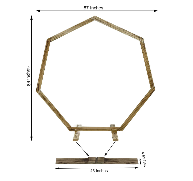 E003: 2023 New Wooden Wedding Arch, Heptagonal Rustic Wedding Backdrop Stand Rose Morning