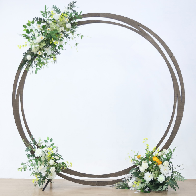 E005: 2023 New Wooden Wedding Arch, Round Wooden Wedding Arch Backdrop Stand Rose Morning