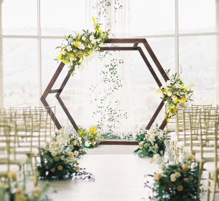 E006: 2023 New Wooden Wedding Arch Wooden Wedding Arch Backdrop Stand Rose Morning