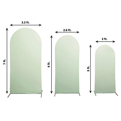 2023 Matte Sage Green Spandex Fitted Wedding Arch Covers For Round Top Backdrop Stands Rose Morning