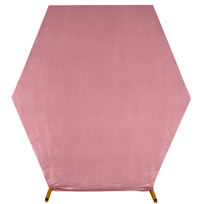 Dusty Rose Velvet Fitted Hexagon Wedding Arch Backdrop Stand Cover Rose Morning