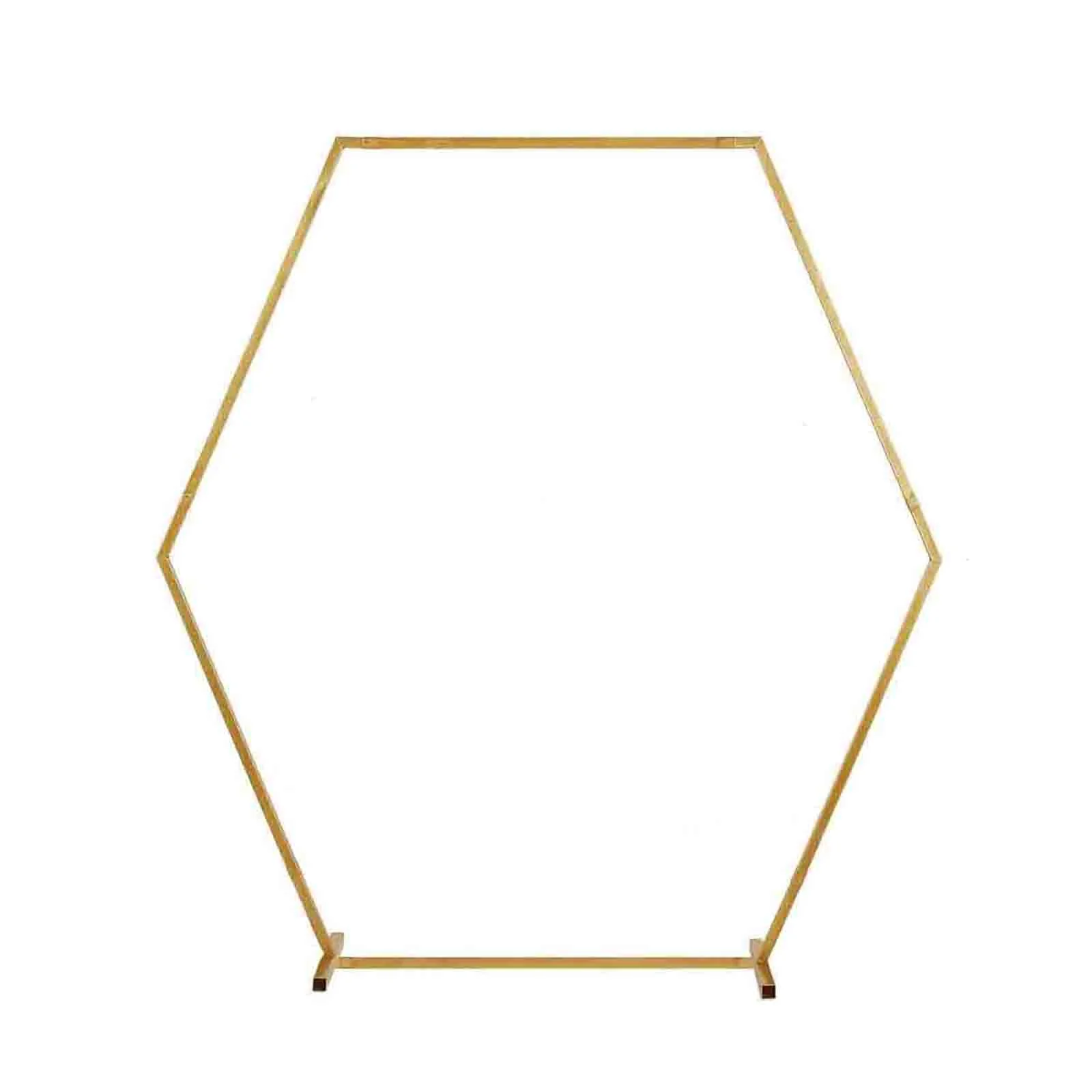 Gold Metal Hexagonal Wedding Arch Photo Backdrop Stand Rose Morning