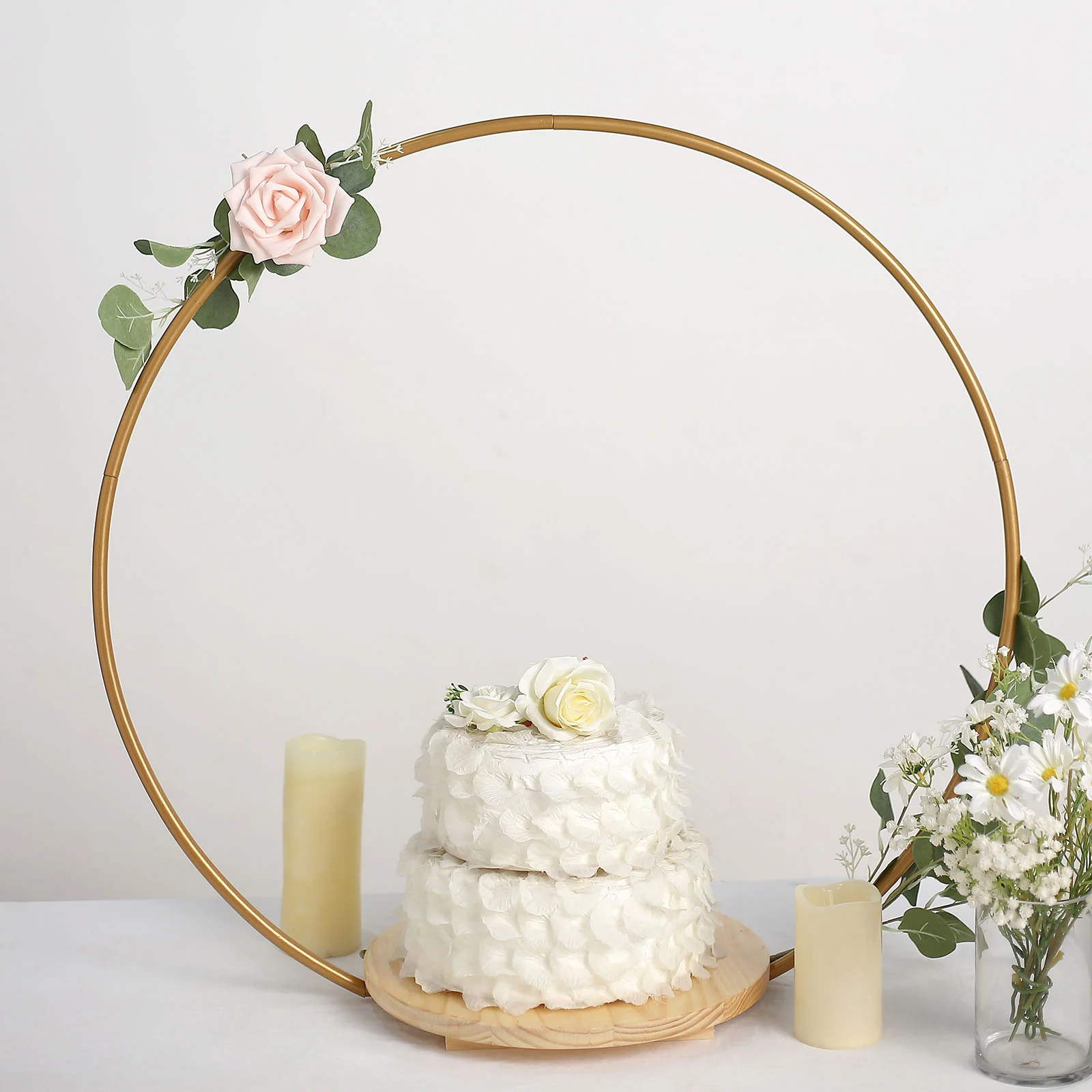 Round Wedding Arch Cake Stand Metal Floral Centerpiece Display Rose Morning