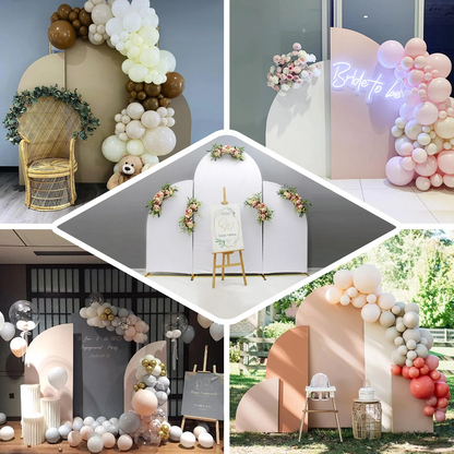 Matte White Fitted Spandex Half Moon Wedding Backdrop Stand Cover Rose Morning
