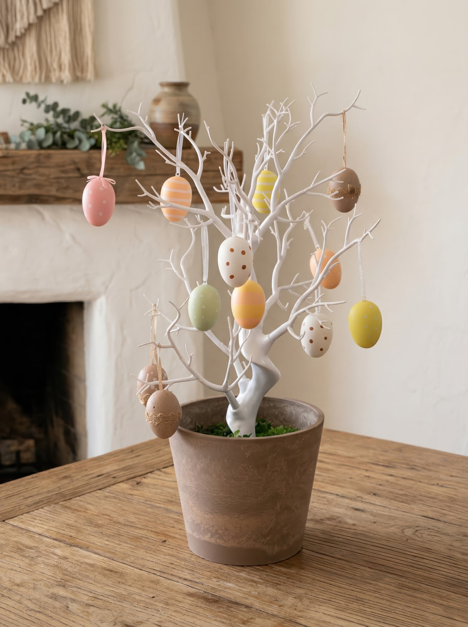 21.6" Artificial Easter Egg Tree - Modern Pastel Spring Centerpiece for Tabletop Decor