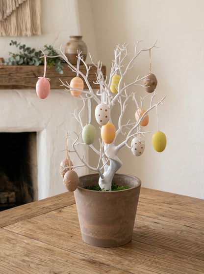 21.6" Artificial Easter Egg Tree - Modern Pastel Spring Centerpiece for Tabletop Decor
