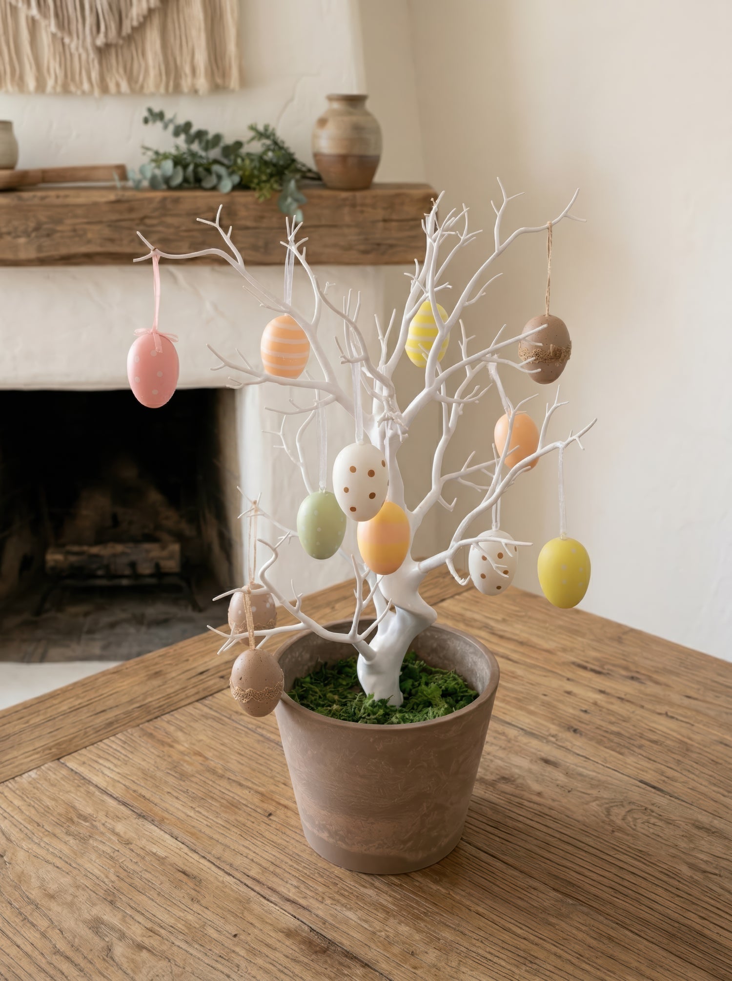 21.6" Artificial Easter Egg Tree - Modern Pastel Spring Centerpiece for Tabletop Decor