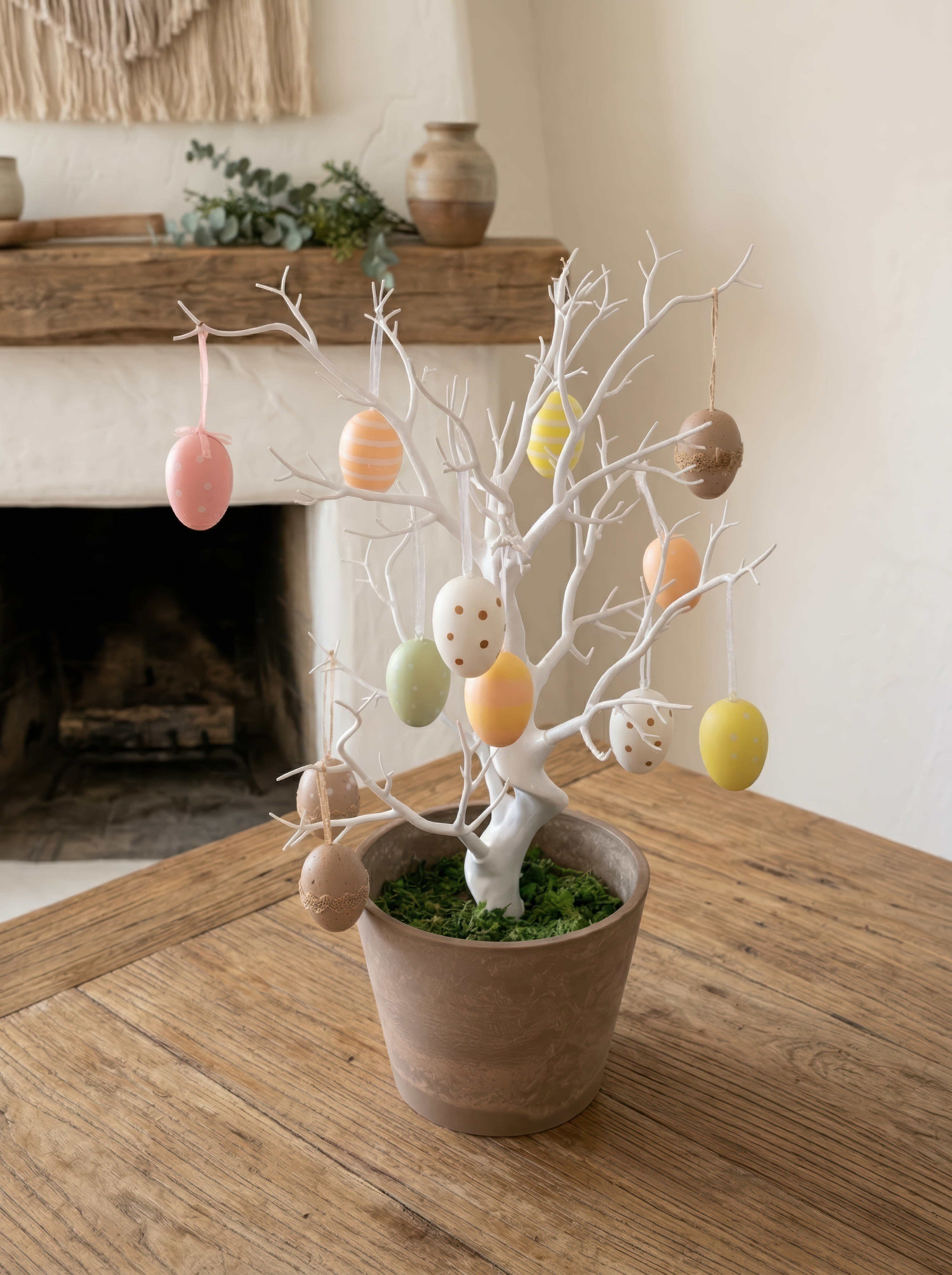 21.6" Artificial Easter Egg Tree - Modern Pastel Spring Centerpiece for Tabletop Decor