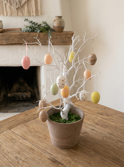 21.6" Artificial Easter Egg Tree - Modern Pastel Spring Centerpiece for Tabletop Decor