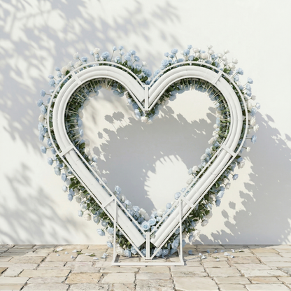 Elaris: Heart-Shaped Baby Blue and White Silk Rose Flower Arch Arrangement for Coastal Weddings &amp; Parties