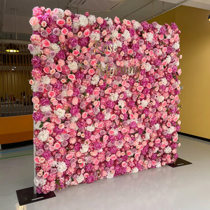 Ella：4D Fabric Artificial rolling up curtain flower wall