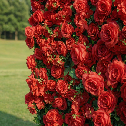Ellis: Luxury 5D Crimson Silk Rose Flower Wall Roll-Up Fabric Backdrop for Romantic Proposals &amp; Luxury Wedding Event