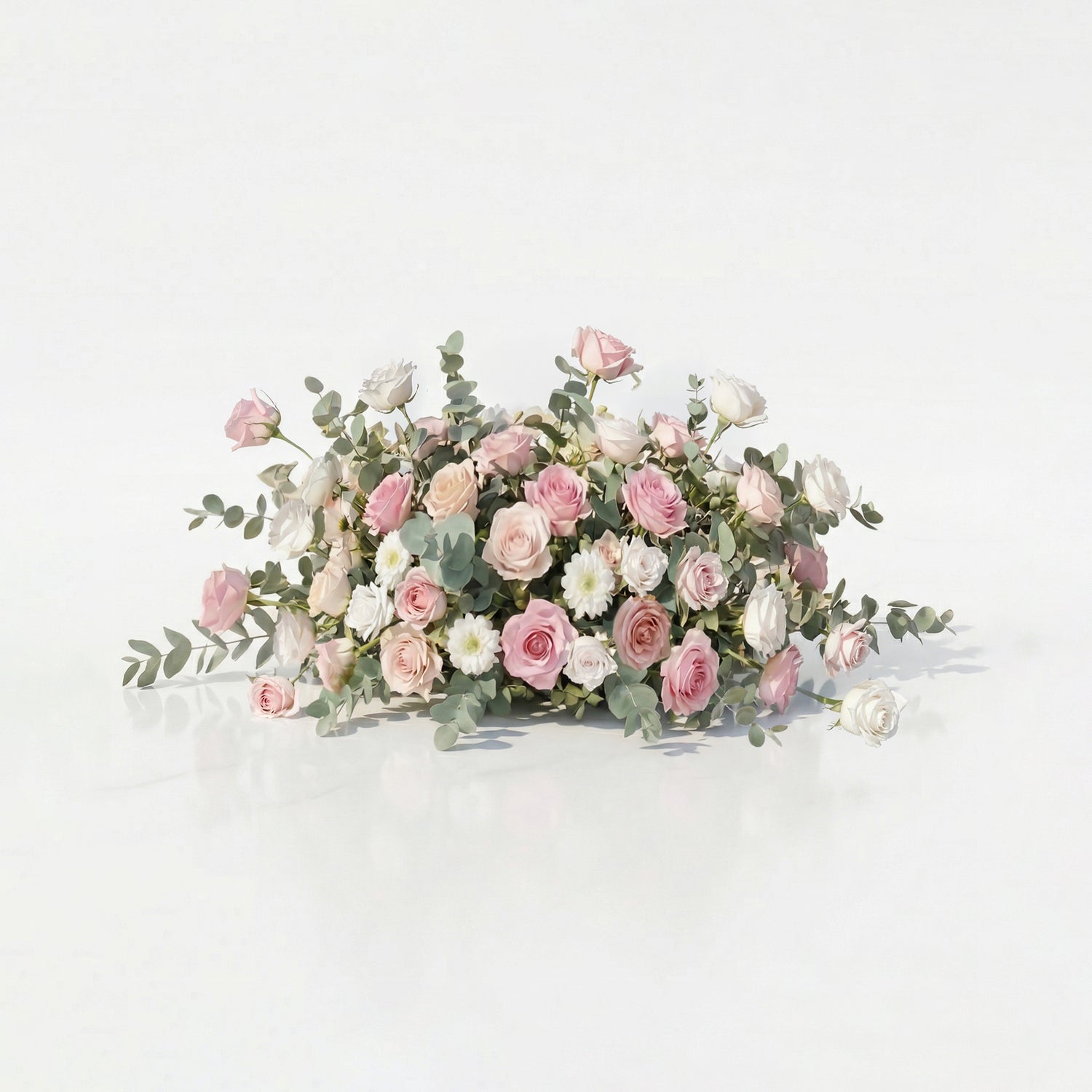 Elowira: Sweet Pink Flower Heart Arch with Lush Greenery for Proposal and Bridal Shower Decor