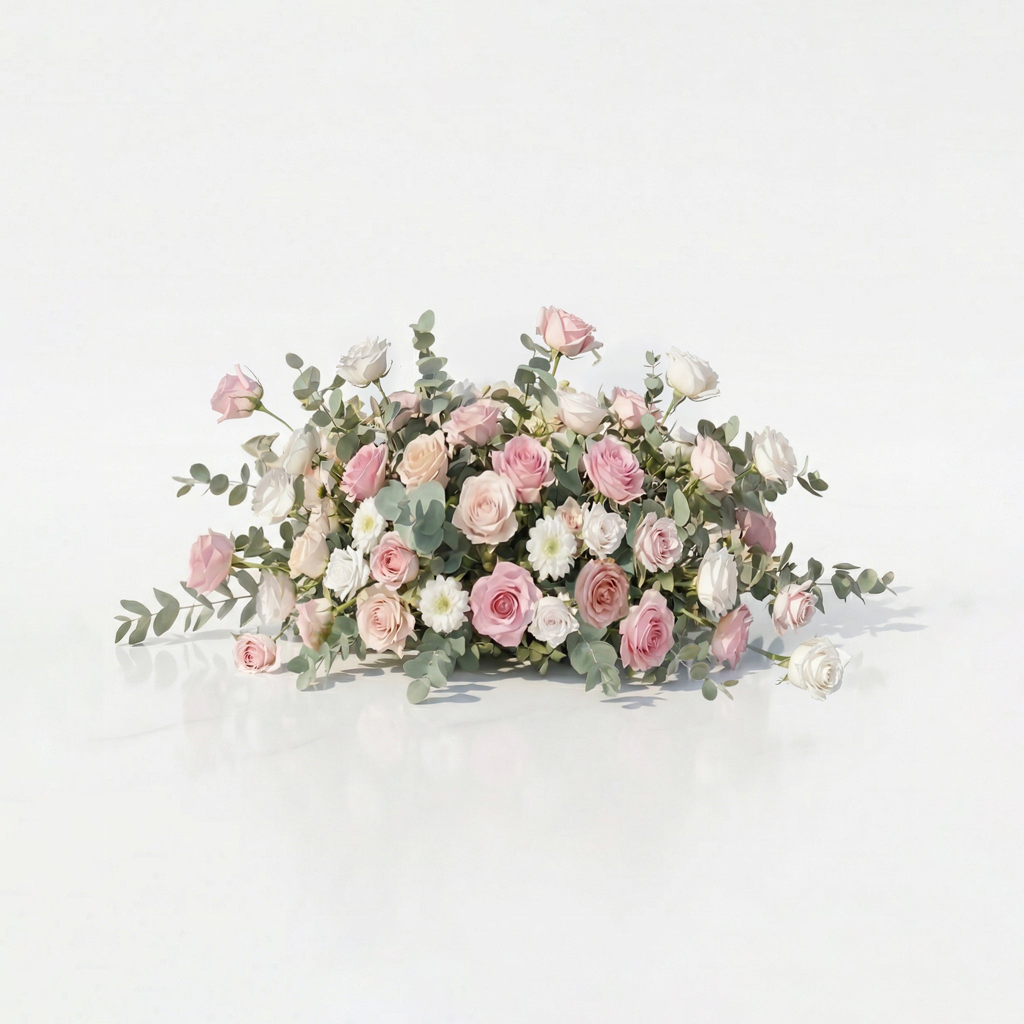 Elowira: Sweet Pink Flower Heart Arch with Lush Greenery for Proposal and Bridal Shower Decor