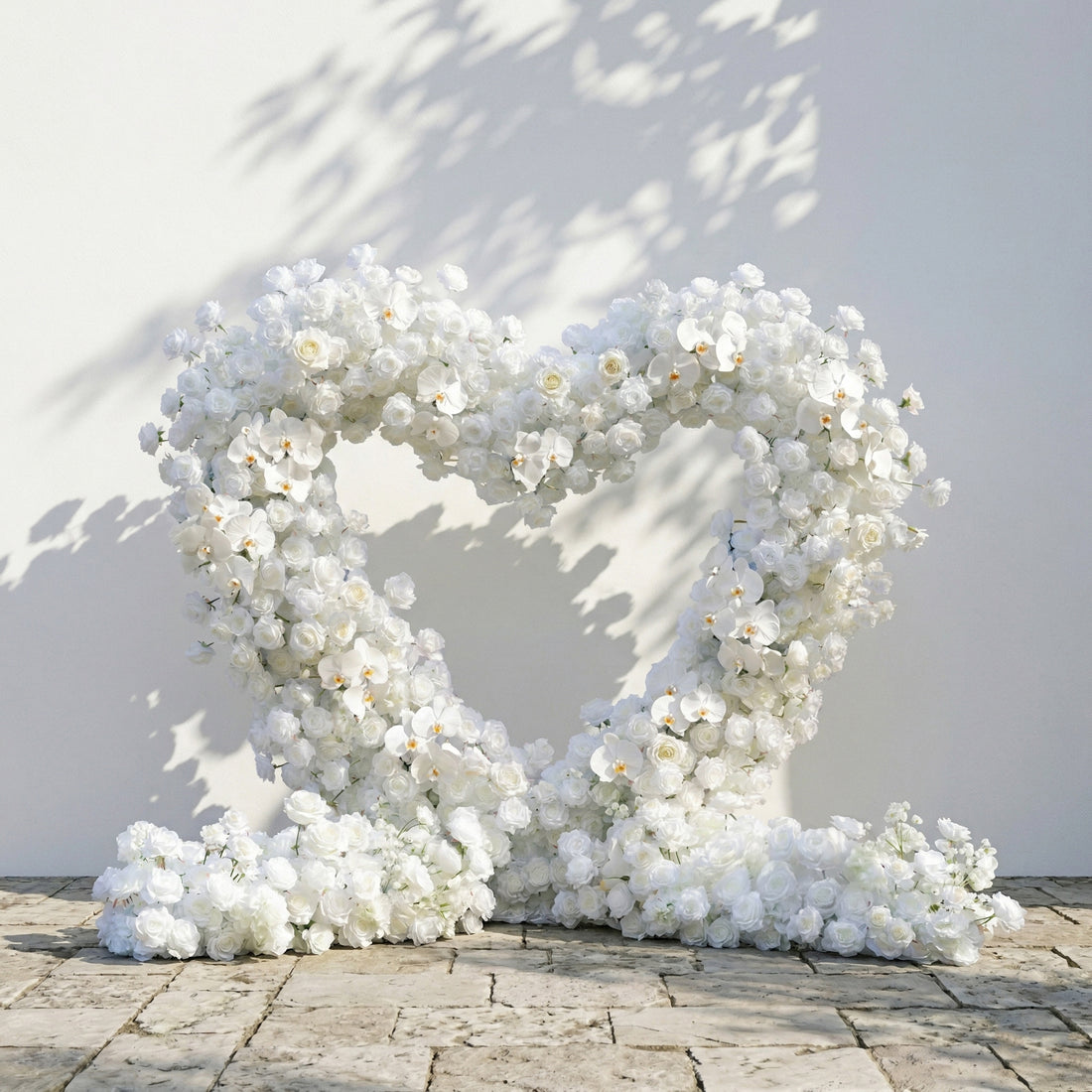 Elvani: Luxury Ivory Heart-Shaped Orchid Artificial Floral Arch Decor for Dreamy Proposals &amp; Weddings