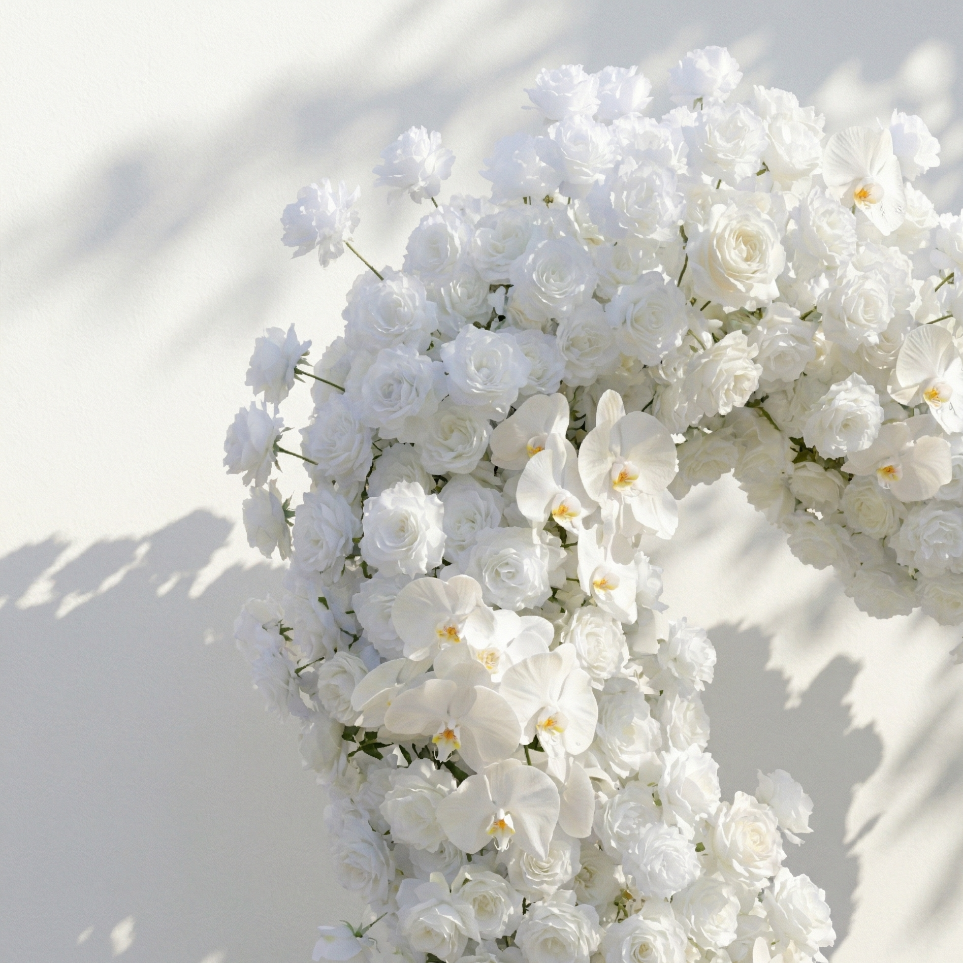 Elvani: Luxury Ivory Heart-Shaped Orchid Artificial Floral Arch Decor for Dreamy Proposals &amp; Weddings
