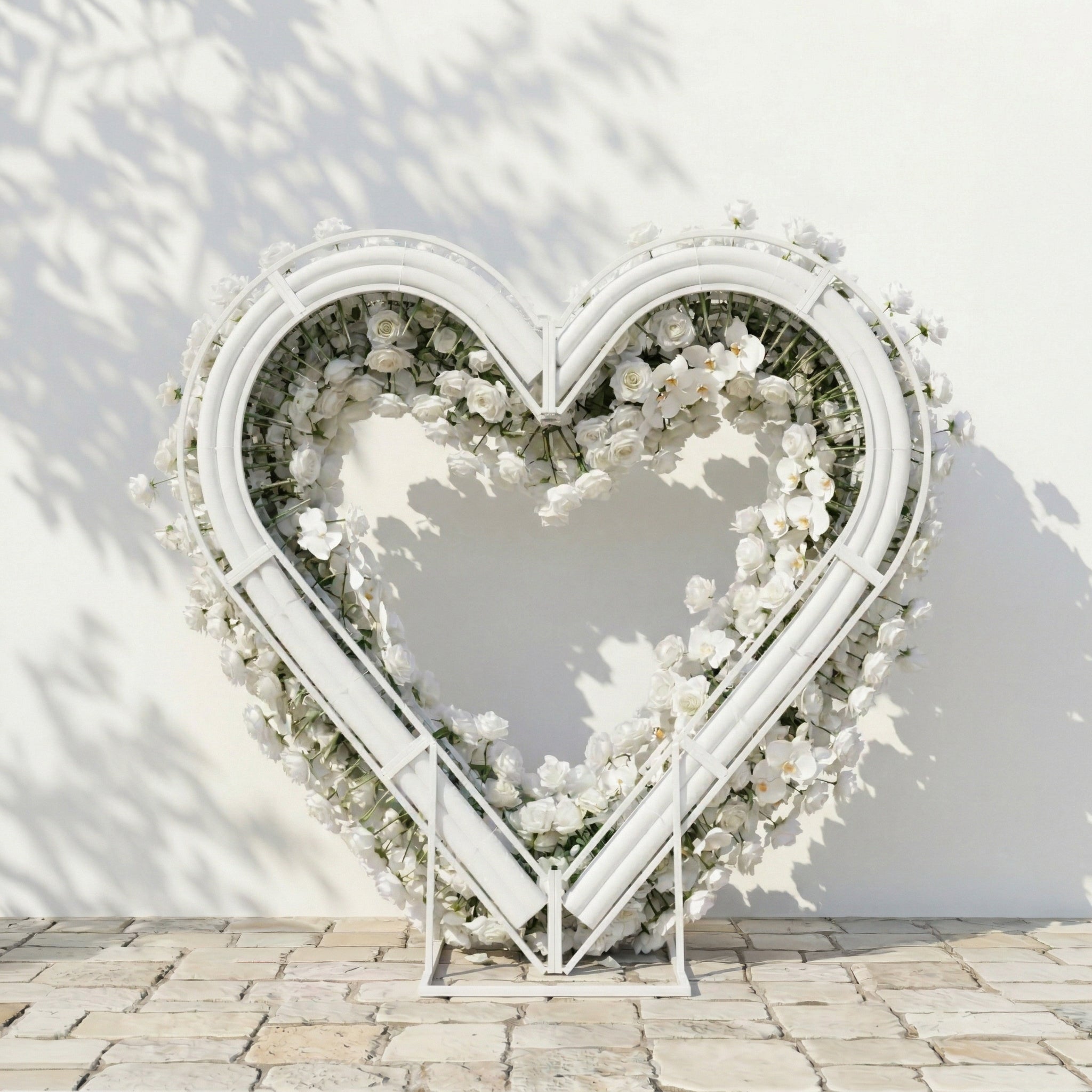 Elvani: Luxury Ivory Heart-Shaped Orchid Artificial Floral Arch Decor for Dreamy Proposals &amp; Weddings
