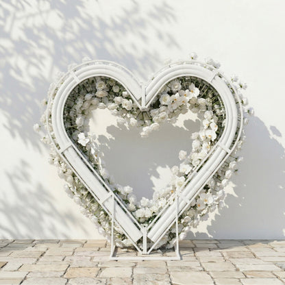 Elvani: Luxury Ivory Heart-Shaped Orchid Artificial Floral Arch Decor for Dreamy Proposals &amp; Weddings