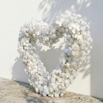 Elvani: Luxury Ivory Heart-Shaped Orchid Artificial Floral Arch Decor for Dreamy Proposals &amp; Weddings