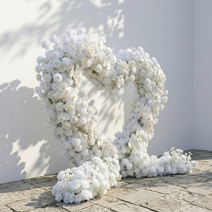 Elvani: Luxury Ivory Heart-Shaped Orchid Artificial Floral Arch Decor for Dreamy Proposals &amp; Weddings